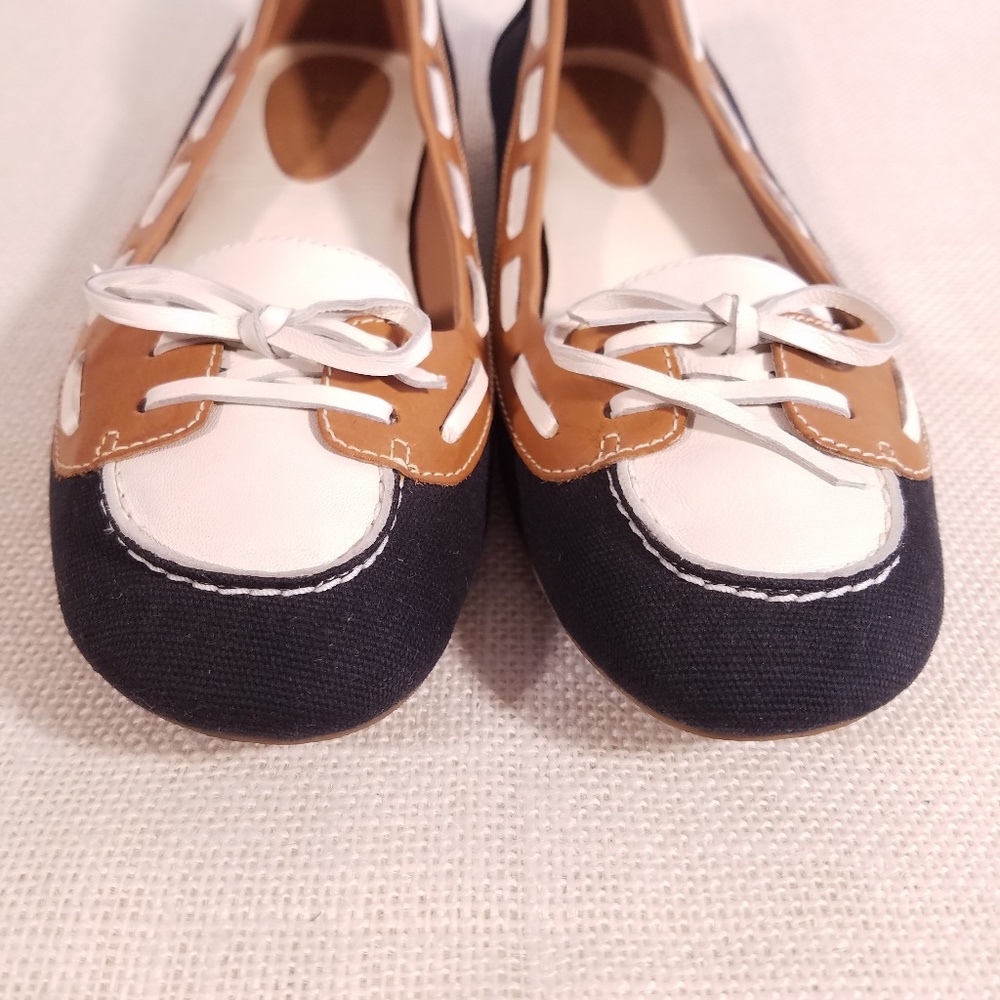 Cole Haan Navy Canvas Boat Shoe Ballet Flats - Picture 5 of 8